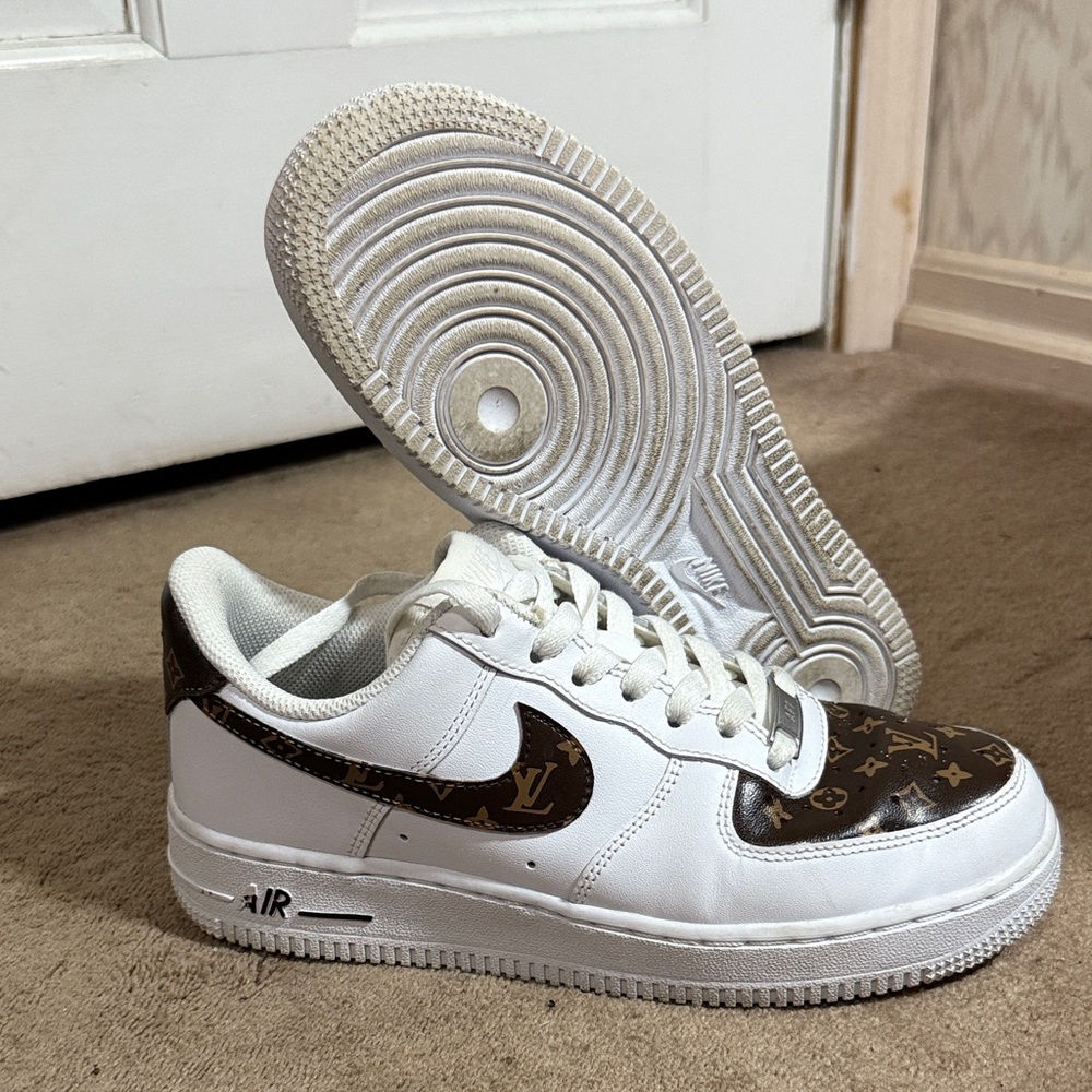 Brown LV Painted Air Force 1s